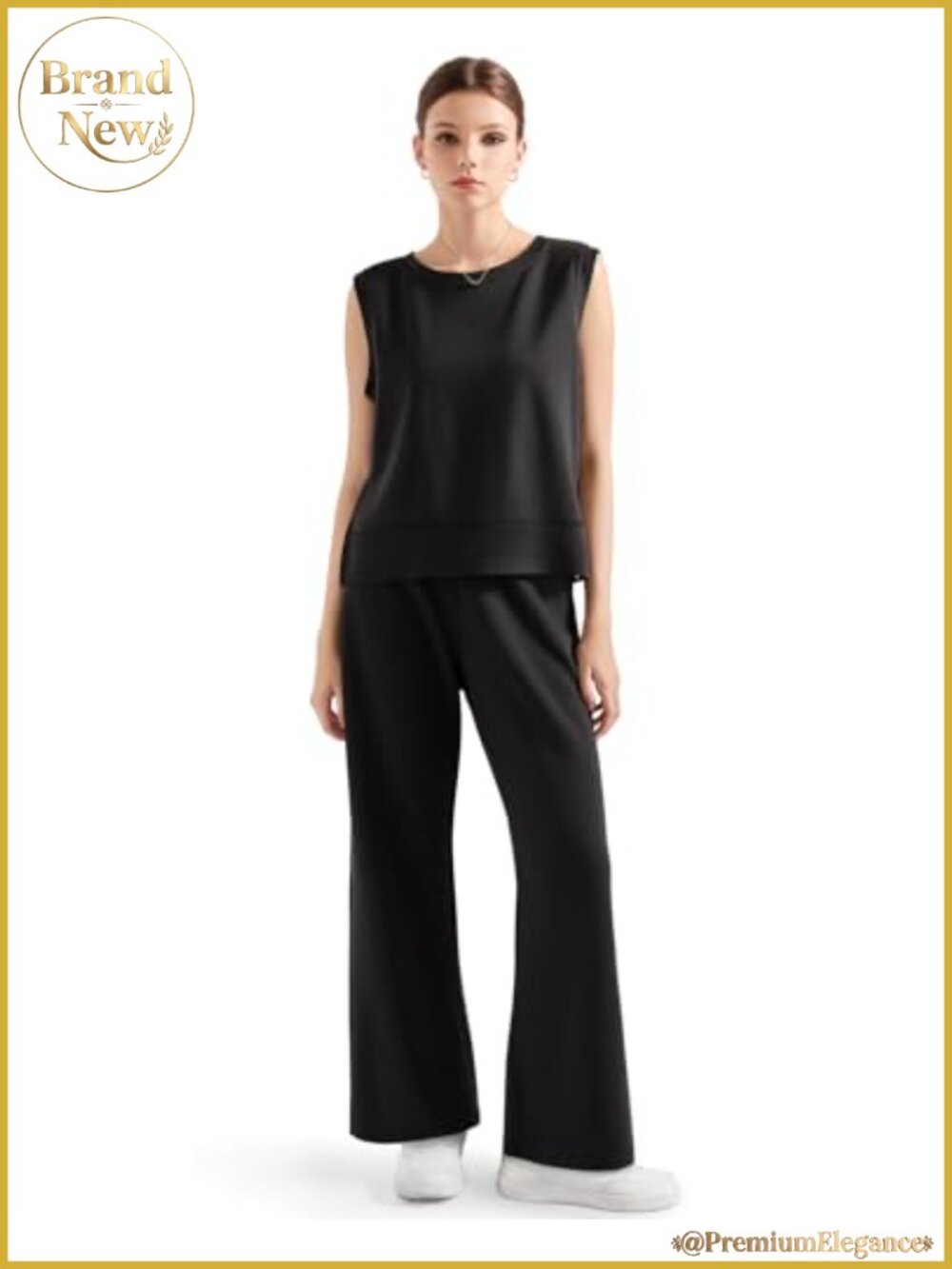Modal Lounge Set 2 Piece Wide Leg Sweatpants Sleeveless Top
